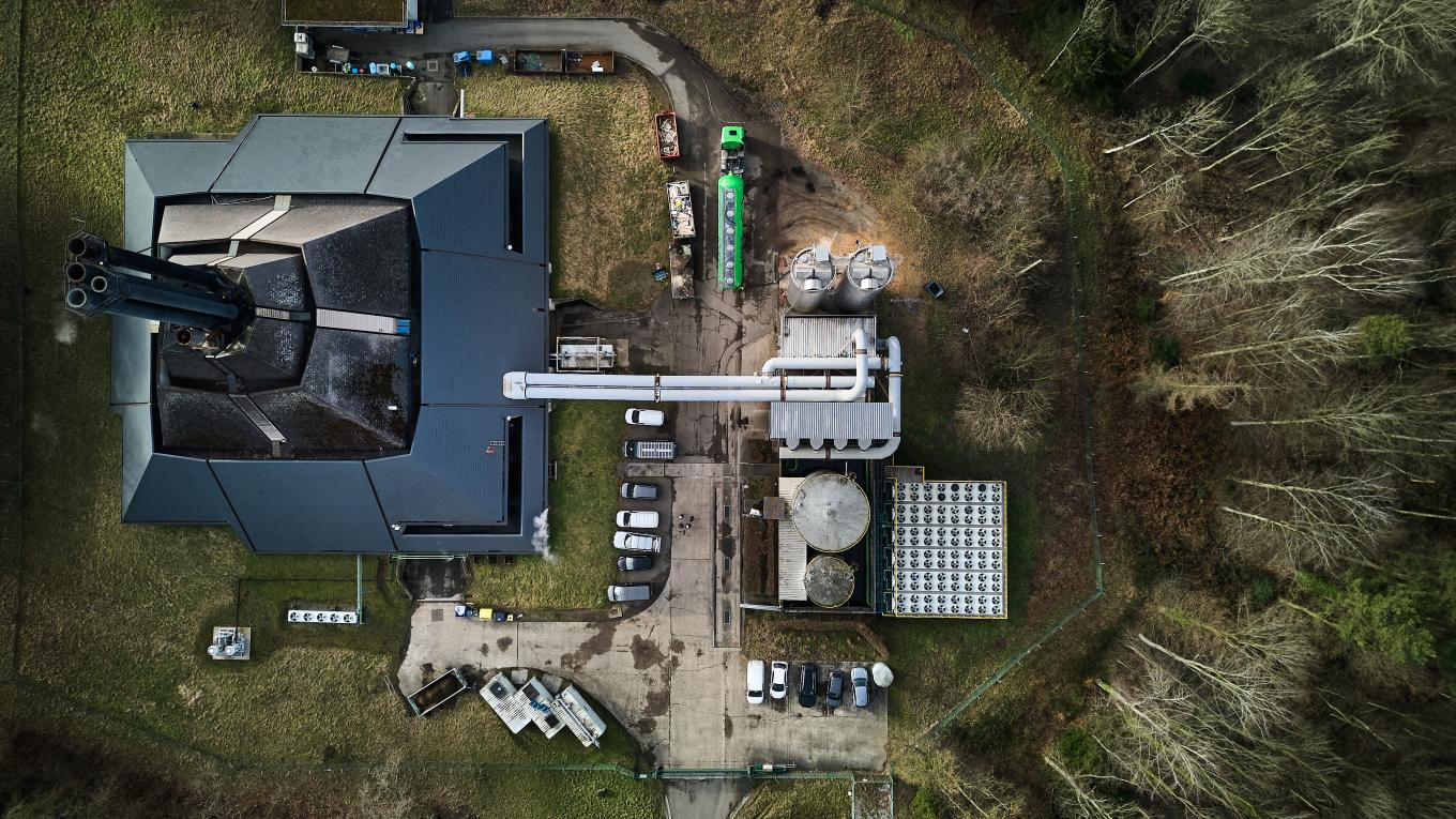 la centrale biomasse de l'Uliège vue de haut